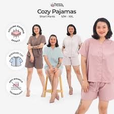 [BEST SELLER] Nyonya Piyama Oversized Cozy Pajamas Poly Bamboo Pria Set Celana Pendek